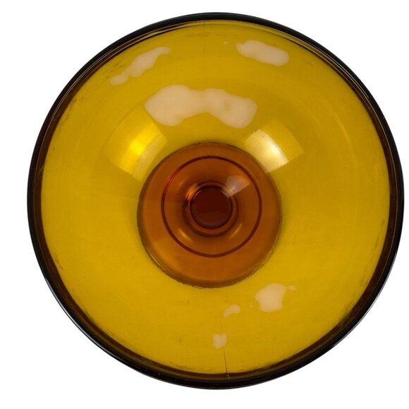 Indiana Glass Amber Vintage 60s Retro Beaded Edge Compote Lid Covered Candy Dish - Picture 7 of 11